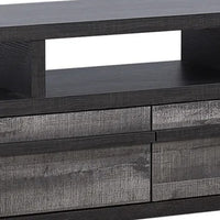 Ruthe TV Stand Media Console with 2 Drawers, Shelves, Black Gray Wood -BM338407