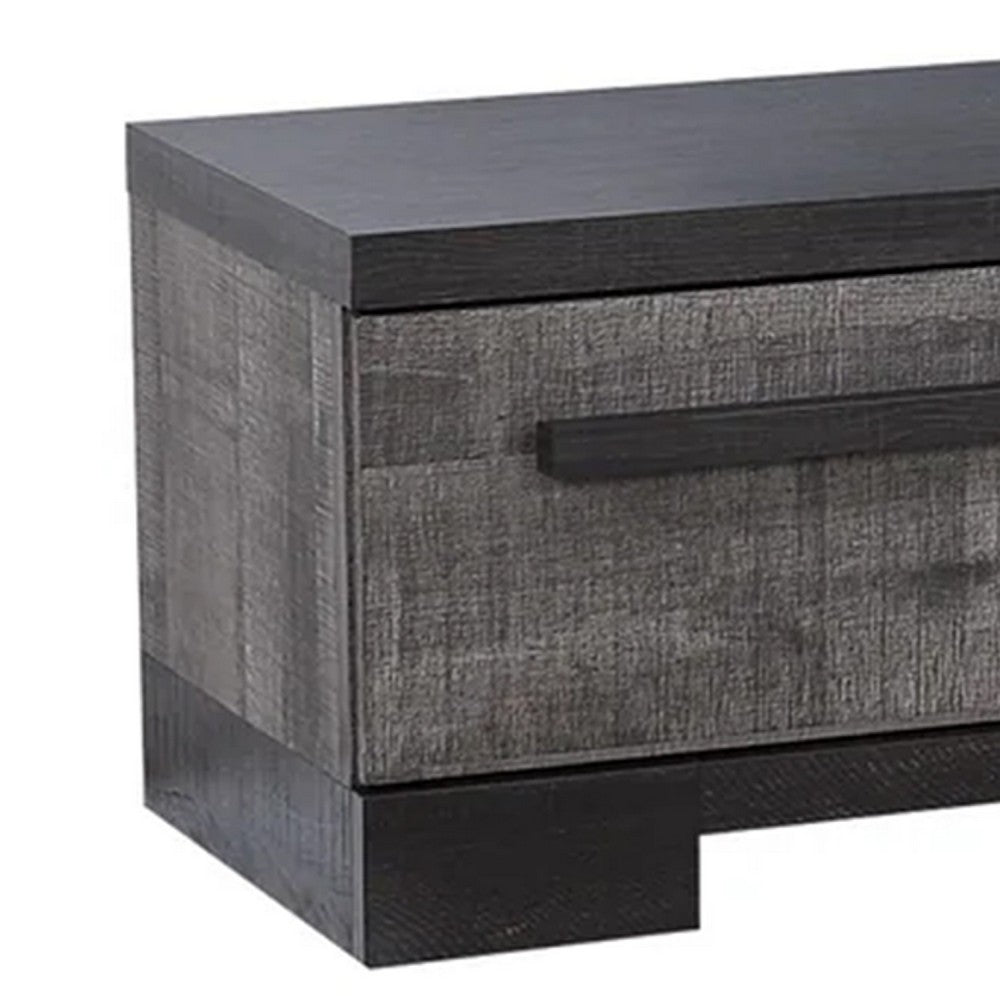 Ruthe TV Stand Media Console with 2 Drawers, Shelves, Black Gray Wood -BM338407