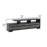 Ruthe TV Stand Media Console with 2 Drawers, Shelves, Black Gray Wood -BM338407