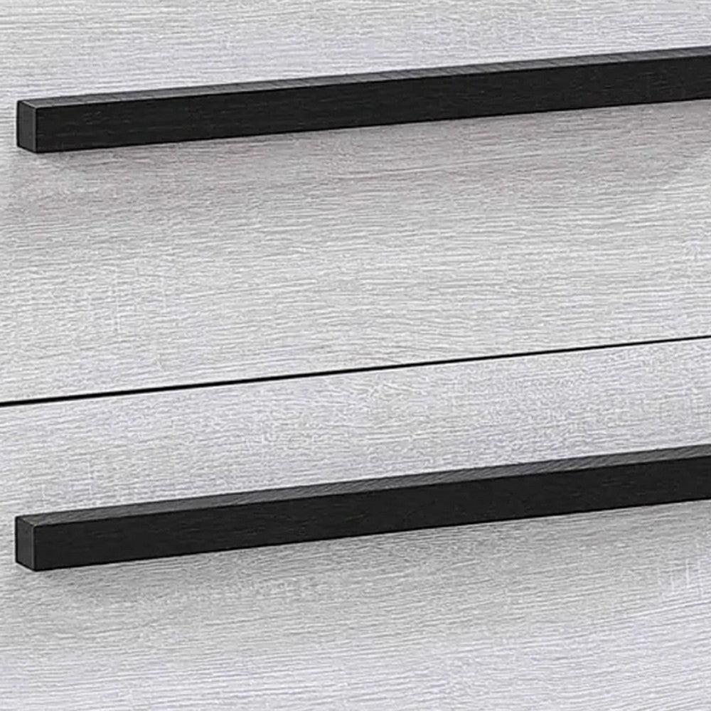 Ruthe Nightstand with 2 Drawers, Wide Top, Ebony Black, White Wood - BM338411