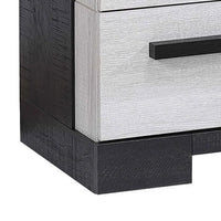 Ruthe Nightstand with 2 Drawers, Wide Top, Ebony Black, White Wood - BM338411