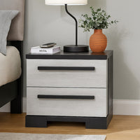 Ruthe Nightstand with 2 Drawers, Wide Top, Ebony Black, White Wood - BM338411