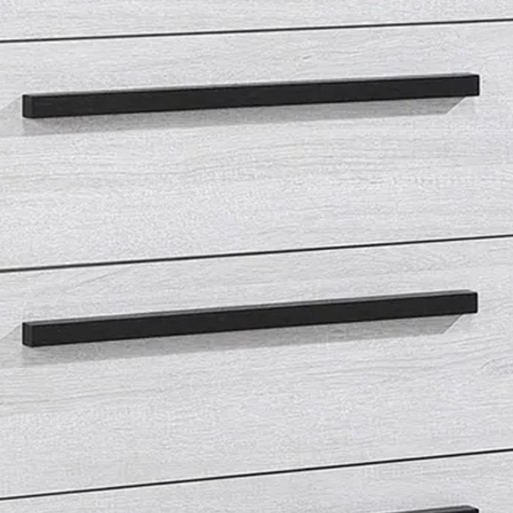 Ruthe Tall Dresser Chest with 4 Drawers, Ebony Black, White Wood - BM338412