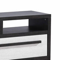 Ruthe TV Stand Media Cabinet with 2 Drawers, Shelves, Black and White Wood -BM338413
