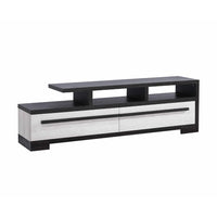 Ruthe TV Stand Media Cabinet with 2 Drawers, Shelves, Black and White Wood -BM338413