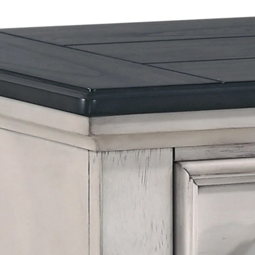 Sawz Nightstand with 3 Drawers, Charcoal Plank Top, Light Gray Wood - BM338418