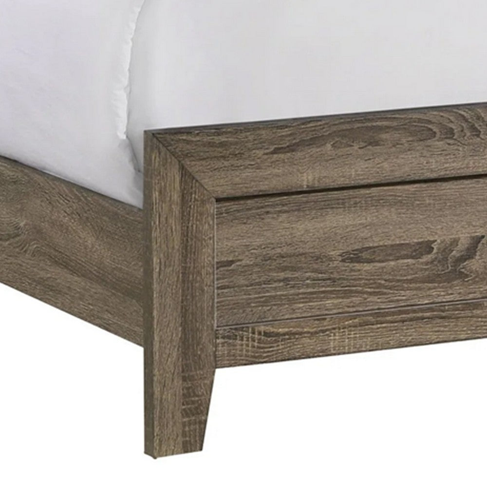 Shannon Full Panel Bed with Nailhead Trim, Ivory Fabric, Gray Wood - BM338419
