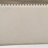 Shannon King Panel Bed with Nailhead Trim, Ivory Fabric, Gray Wood - BM338420