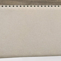 Shannon King Panel Bed with Nailhead Trim, Ivory Fabric, Gray Wood - BM338420