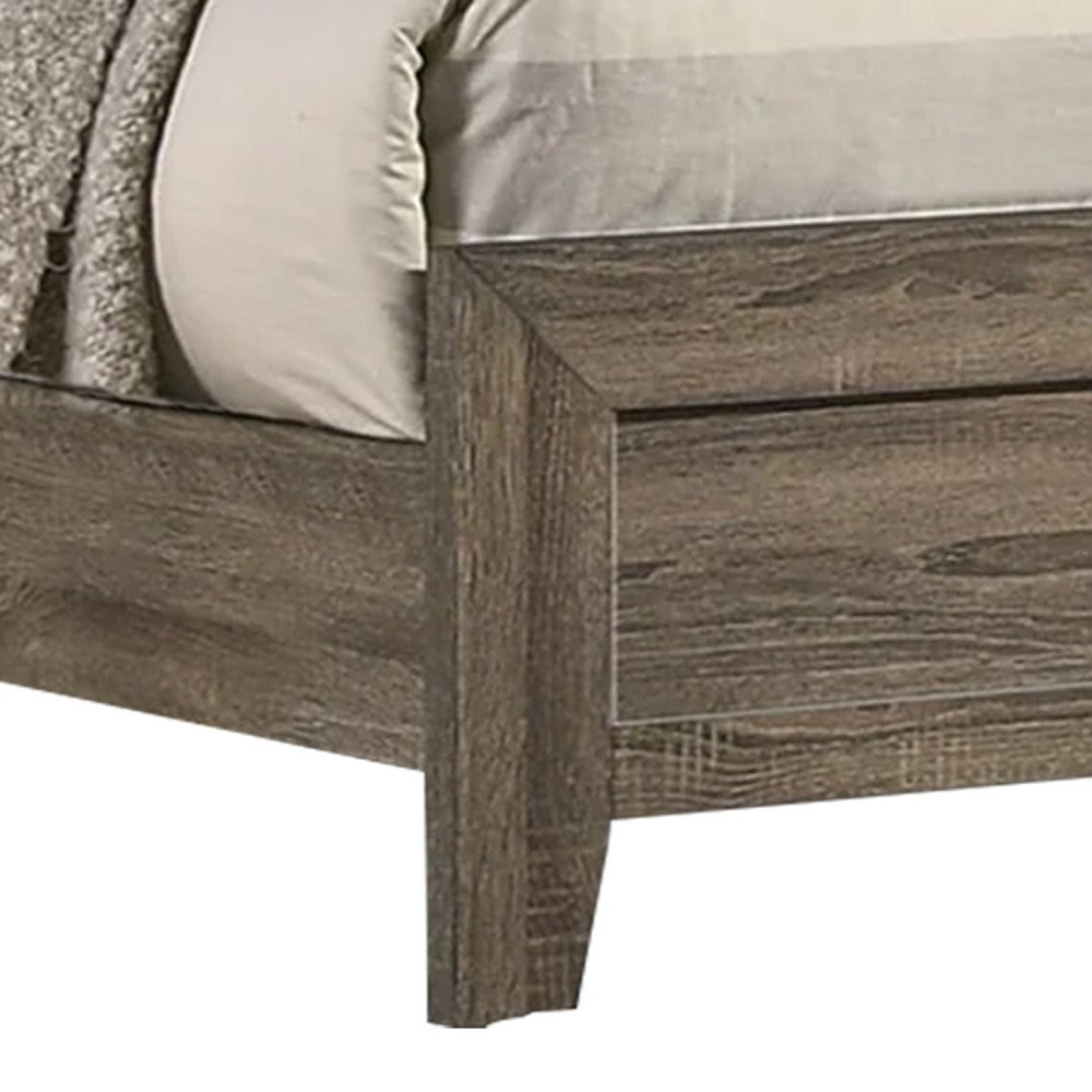 Shannon King Panel Bed with Nailhead Trim, Ivory Fabric, Gray Wood - BM338420