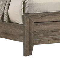 Shannon King Panel Bed with Nailhead Trim, Ivory Fabric, Gray Wood - BM338420