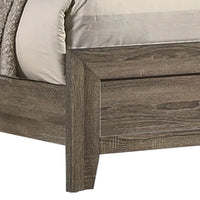 Shannon Queen Panel Bed with Nailhead Trim, Ivory Fabric, Gray Wood - BM338421