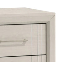 Charie Nightstand with 2 Drawers, Tapered Legs, Silver Metal, White Wood - BM338424