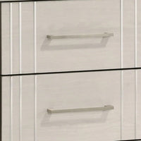 Charie Nightstand with 2 Drawers, Tapered Legs, Silver Metal, White Wood - BM338424