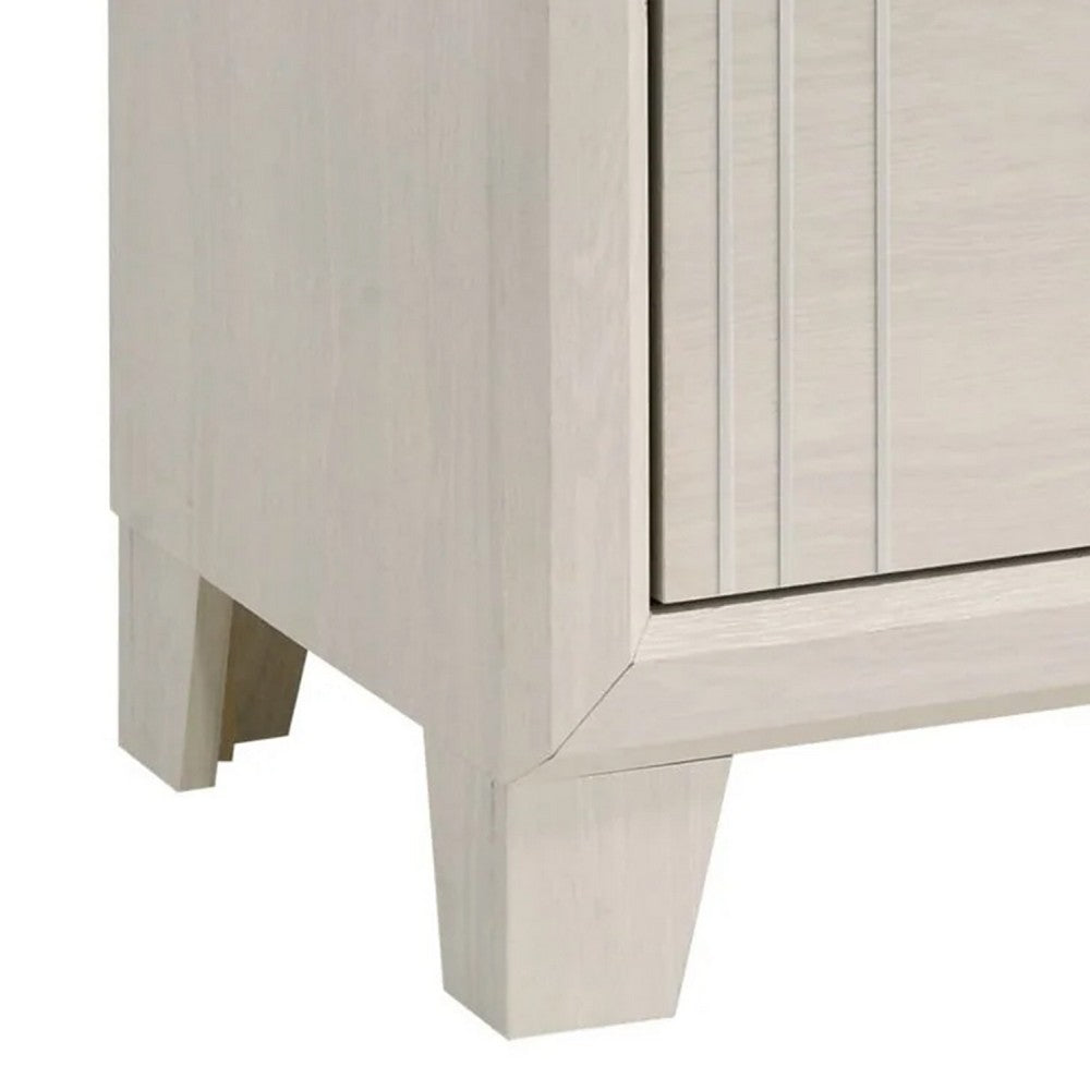 Charie Tall Dresser Chest with 4 Drawers, Tapered Feet, White Wood - BM338425