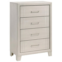 Charie Tall Dresser Chest with 4 Drawers, Tapered Feet, White Wood - BM338425