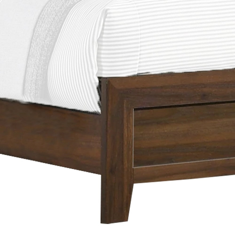 Shannon Full Bed with Nailhead Trim, Ivory Fabric on Cherry Brown Wood - BM338429