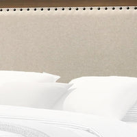 Shannon King Bed with Nailhead Trim, Ivory Fabric on, Cherry Brown Wood - BM338430