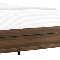 Shannon Queen Bed with Nailhead Trim, Ivory Fabric on Cherry Brown Wood - BM338431