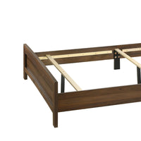 Shannon Twin Bed with Nailhead Trim, Ivory Fabric on Cherry Brown Wood - BM338432