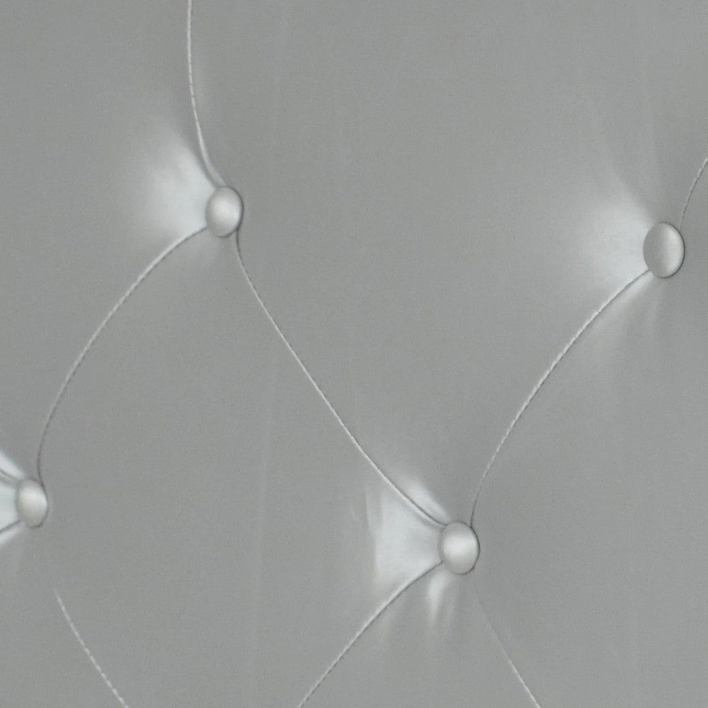 Ancy Queen Panel Bed, Built-In Lights, Tufted Fabric, Black Gray Wood - BM338433