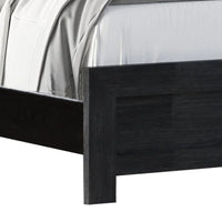 Ancy Queen Panel Bed, Built-In Lights, Tufted Fabric, Black Gray Wood - BM338433