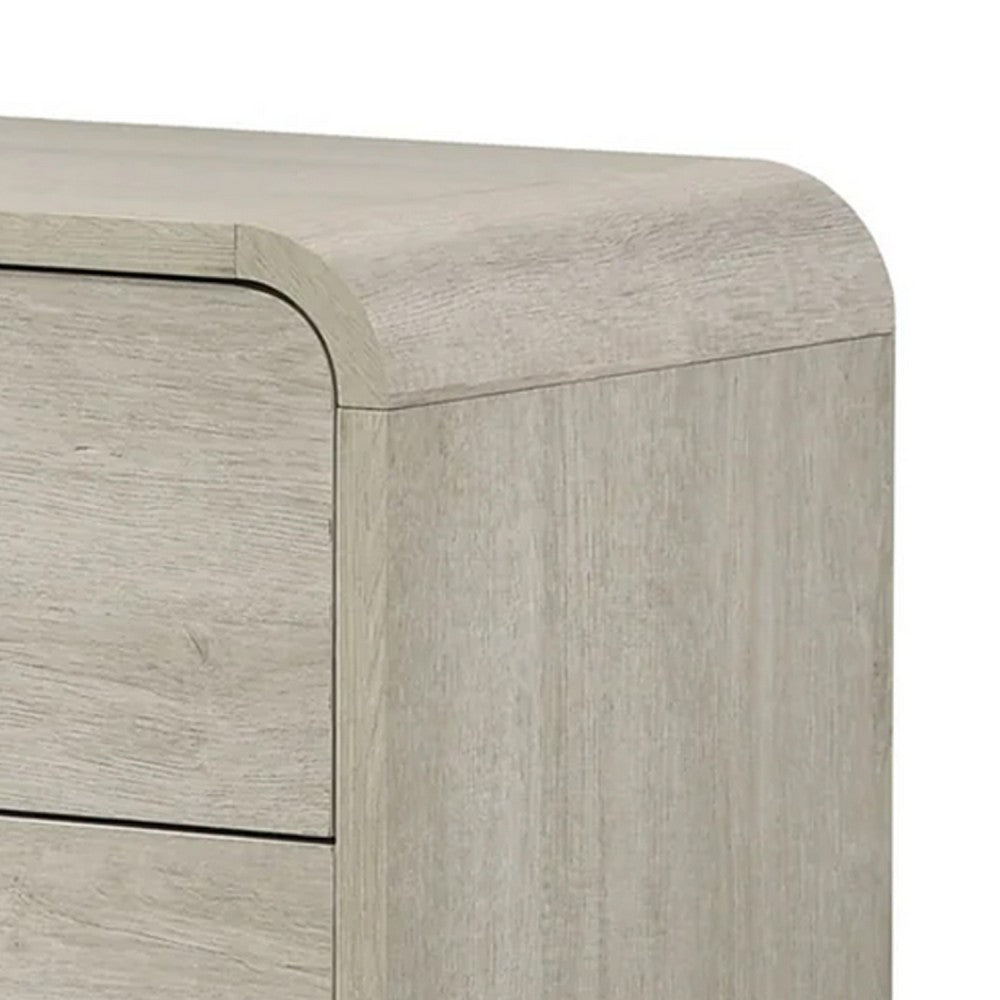 Meni Nightstand, 2 Drawers, Black Metal Handles, Scandinavian White - BM338435