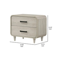 Meni Nightstand, 2 Drawers, Black Metal Handles, Scandinavian White - BM338435