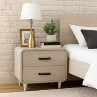 Meni Nightstand, 2 Drawers, Black Metal Handles, Scandinavian White - BM338435