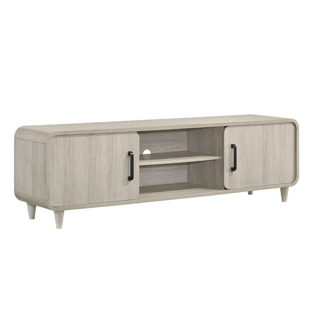 Meni TV Media Entertainment Stand, Shelves, 71 Inch Scandinavian White -BM338437