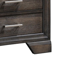 Jeni Nightstand, 3 Drawers, Chrome Metal Handles, Rustic Dark Gray - BM338440