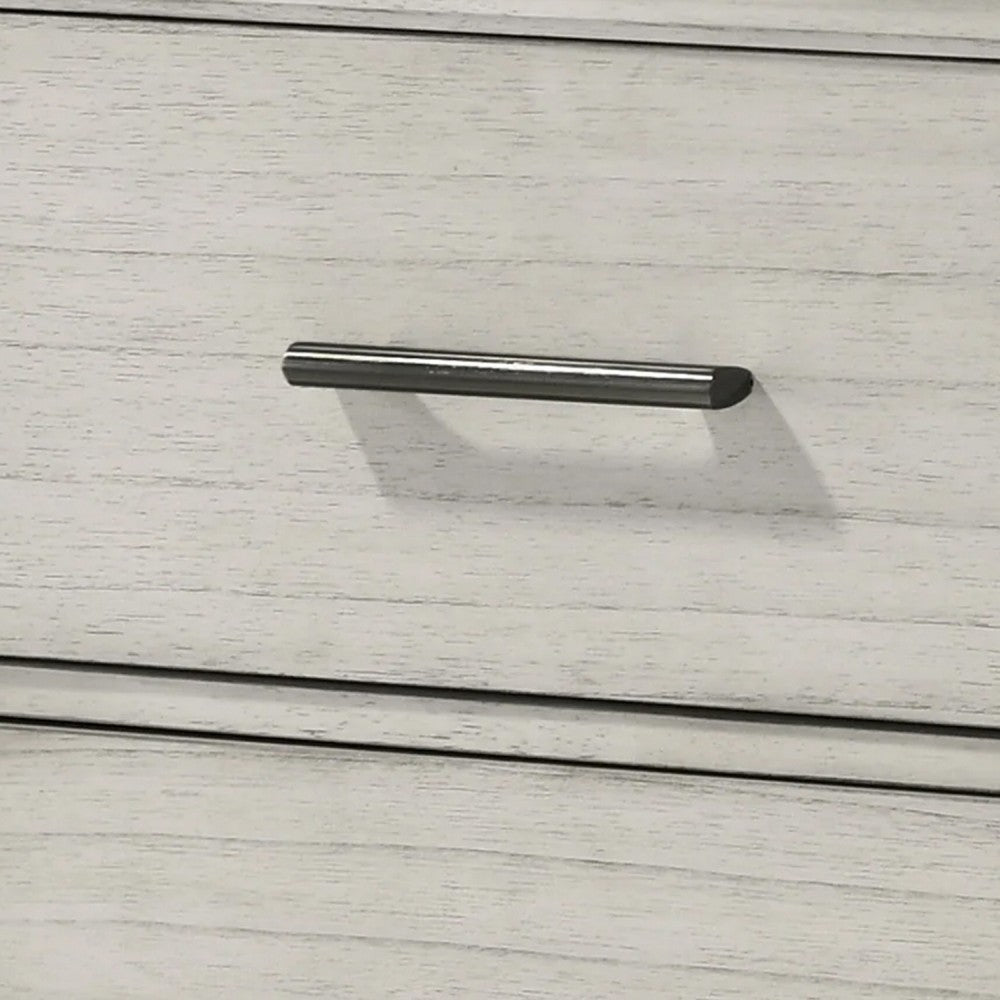 Jeni Nightstand, 2 Drawers, Chrome Handles, Rustic White Mist - BM338443