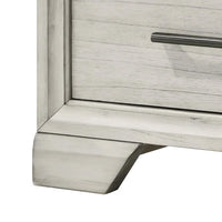Jeni Nightstand, 2 Drawers, Chrome Handles, Rustic White Mist - BM338443