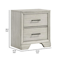 Jeni Nightstand, 2 Drawers, Chrome Handles, Rustic White Mist - BM338443