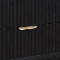 Frey Nightstand with 2 Drawers, White Faux Stone Top, Brass Legs, Black - BM338447