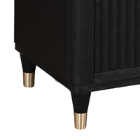 Frey Nightstand with 2 Drawers, White Faux Stone Top, Brass Legs, Black - BM338447