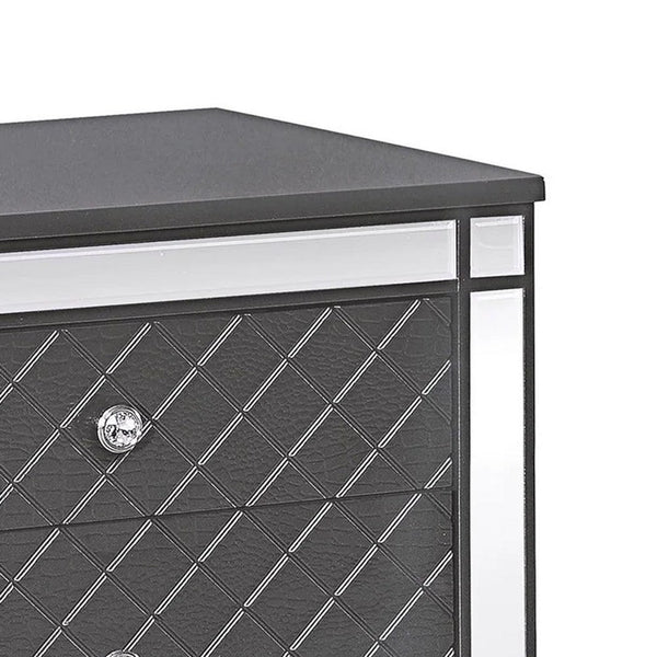 Reff Nightstand, 2 French Dovetail Drawers, Crystal Knobs, Gray - BM338454