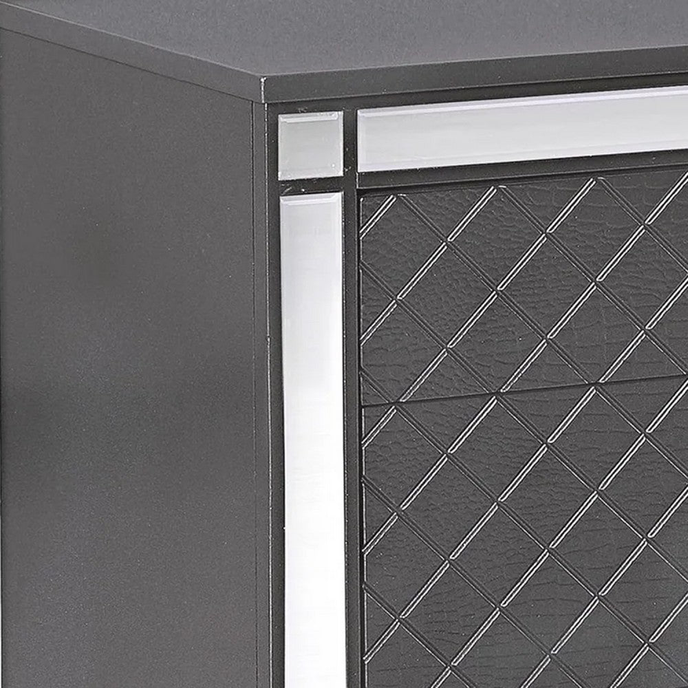 Reff Nightstand, 2 French Dovetail Drawers, Crystal Knobs, Gray - BM338454