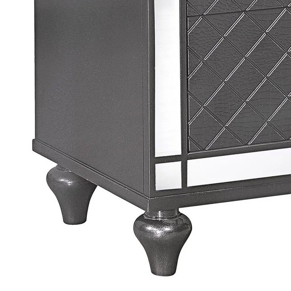 Reff Nightstand, 2 French Dovetail Drawers, Crystal Knobs, Gray - BM338454