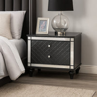 Reff Nightstand, 2 French Dovetail Drawers, Crystal Knobs, Gray - BM338454