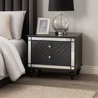 Reff Nightstand, 2 French Dovetail Drawers, Crystal Knobs, Gray - BM338454