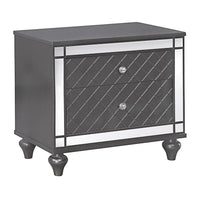 Reff Nightstand, 2 French Dovetail Drawers, Crystal Knobs, Gray - BM338454