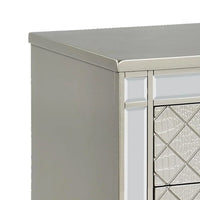 Cristo Nightstand, 2 Dovetail Drawers, Crystal Knobs, Champagne Silver - BM338455