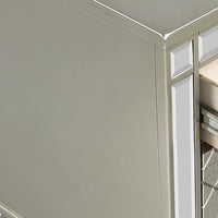 Cristo Nightstand, 2 Dovetail Drawers, Crystal Knobs, Champagne Silver - BM338455