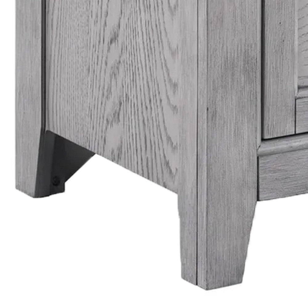 Bix Nightstand, 2 Dovetail Drawers, Bronze Handles, Light Gray - BM338457
