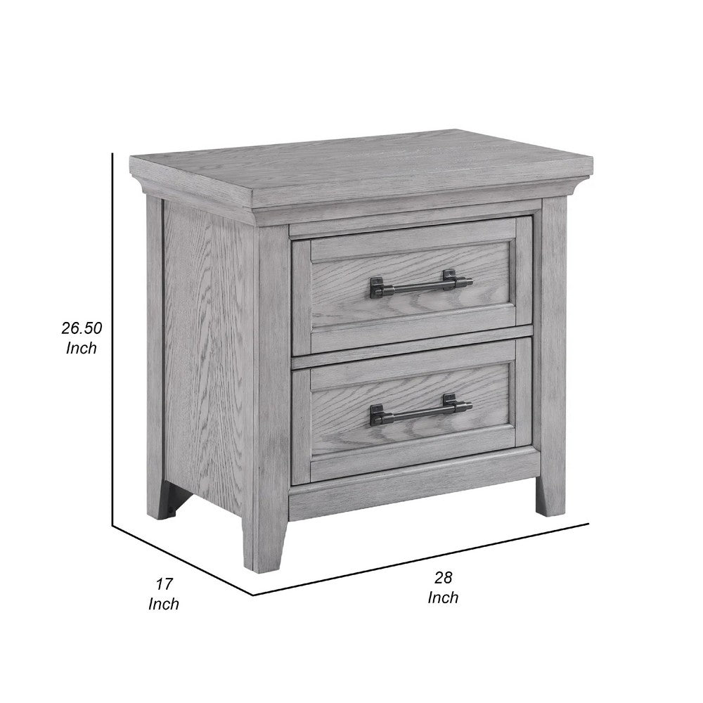 Bix Nightstand, 2 Dovetail Drawers, Bronze Handles, Light Gray - BM338457