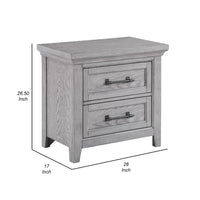 Bix Nightstand, 2 Dovetail Drawers, Bronze Handles, Light Gray - BM338457
