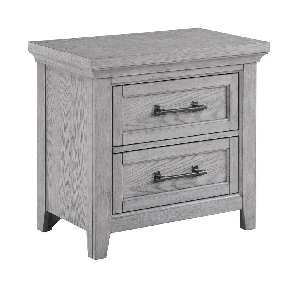 Bix Nightstand, 2 Dovetail Drawers, Bronze Handles, Light Gray - BM338457