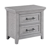 Bix Nightstand, 2 Dovetail Drawers, Bronze Handles, Light Gray - BM338457