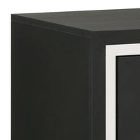 Geny Nightstand, 2 Drawers, Silver Trim and Metal Handles, Black Wood - BM338467